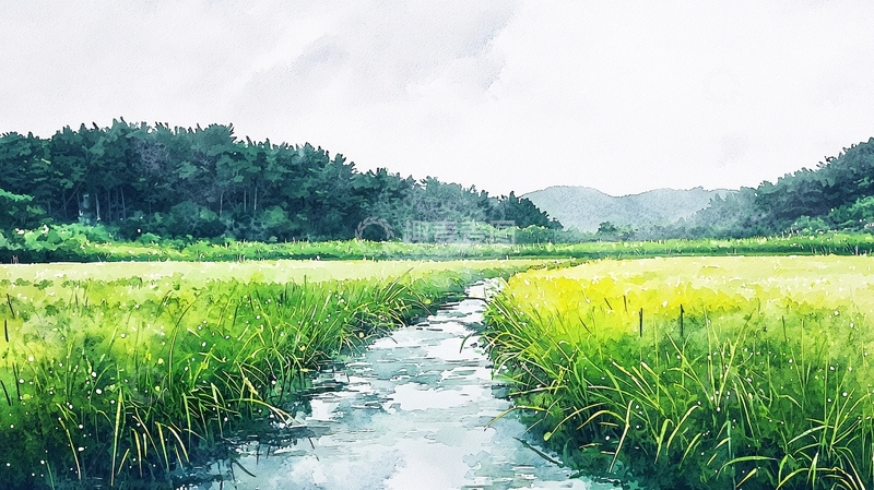 高清大图下载【趣麦麦图】清新田园小溪流水风景