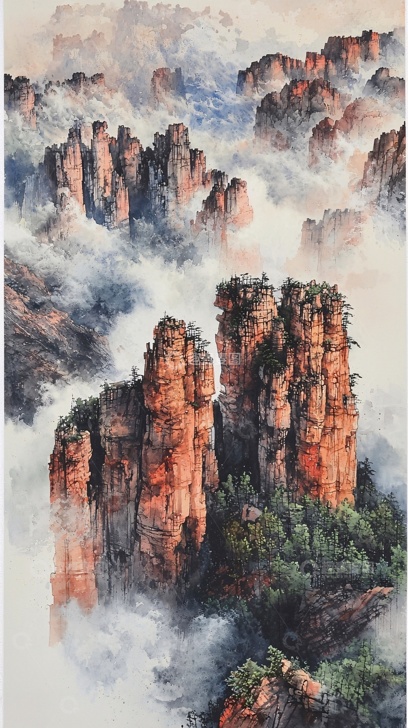 高清大图下载【趣麦麦图】云海仙山8