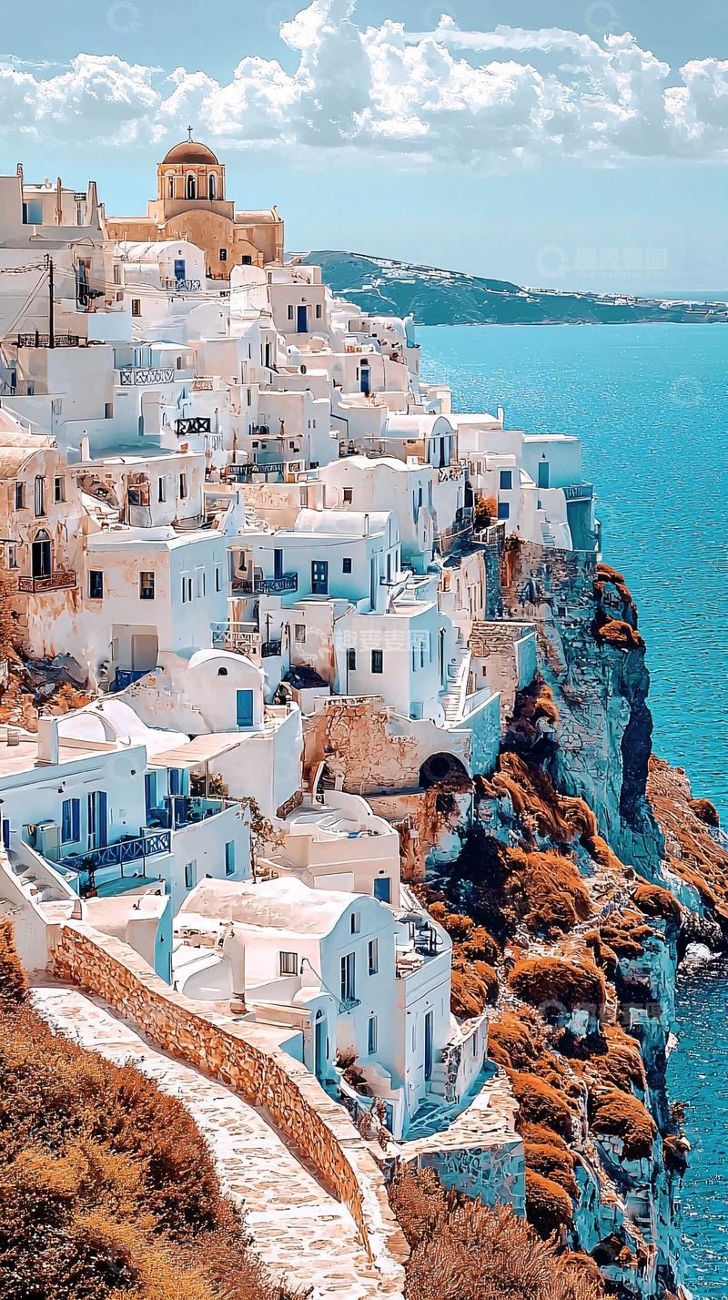 高清大图下载【趣麦麦图】爱琴海白色小镇