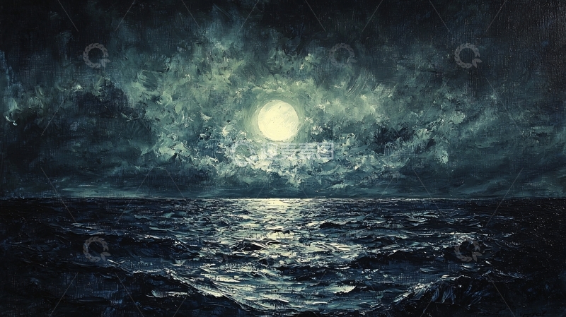 高清大图下载【趣麦麦图】海面上的月亮