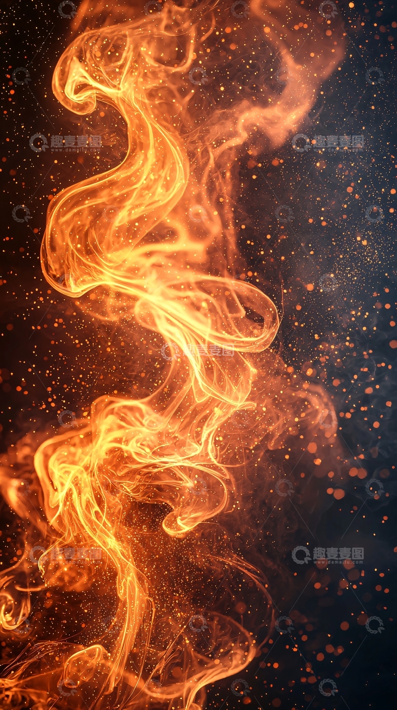 高清大图下载【趣麦麦图】火焰流动和飞溅火花
