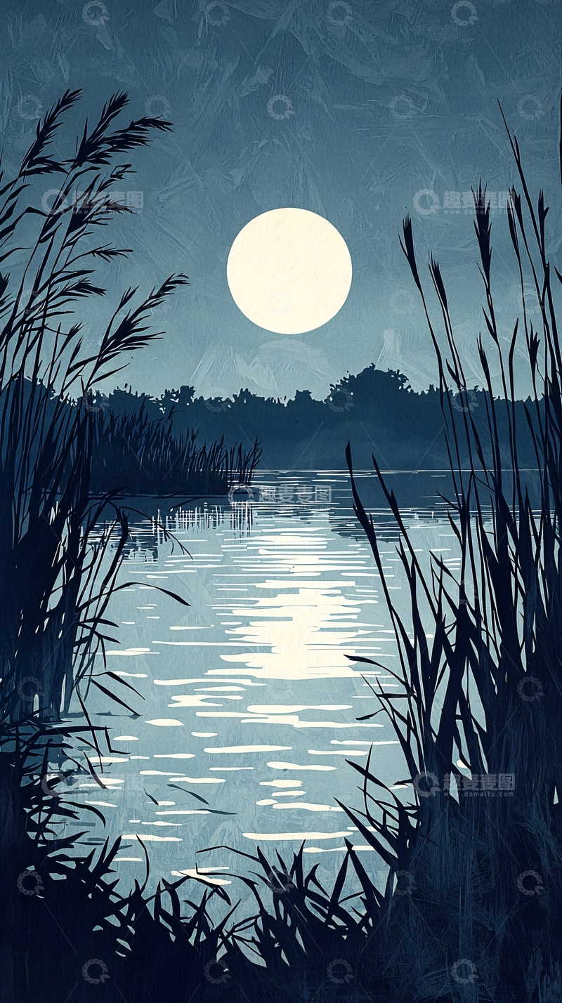 高清大图下载【趣麦麦图】月夜湖景
