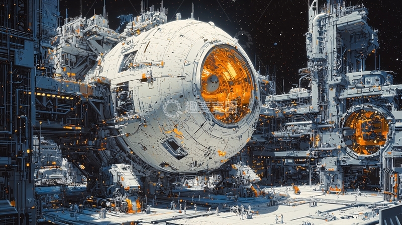 高清大图下载【趣麦麦图】科幻飞船停靠站