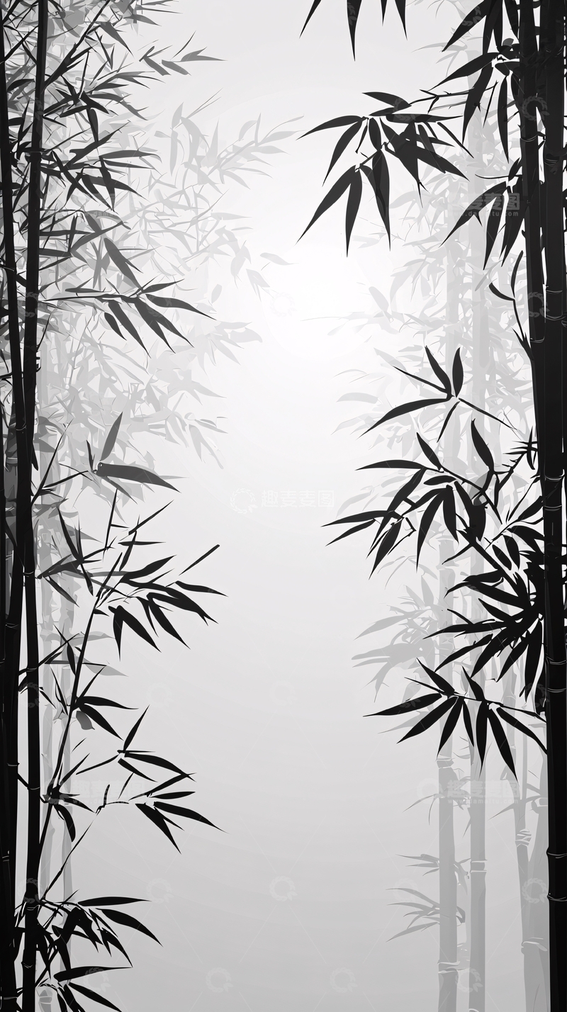 高清大图下载【趣麦麦图】竹林水墨风格