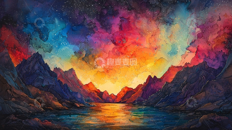 高清大图下载【趣麦麦图】绚丽多彩的山川湖泊