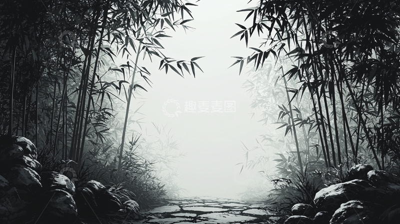 高清大图下载【趣麦麦图】竹林小溪