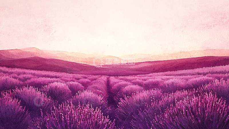 高清大图下载【趣麦麦图】薰衣草田园日落景色