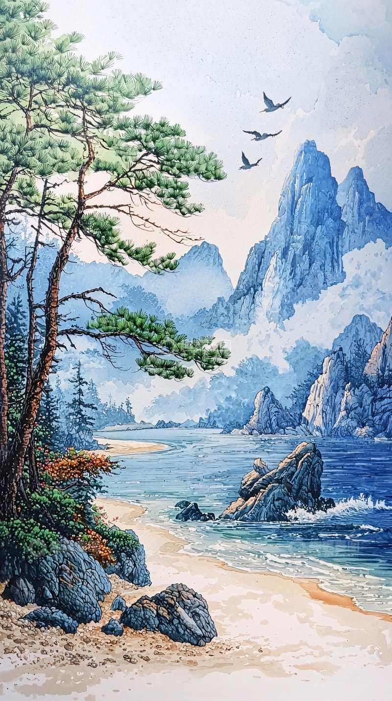 高清大图下载【趣麦麦图】水墨山水画326