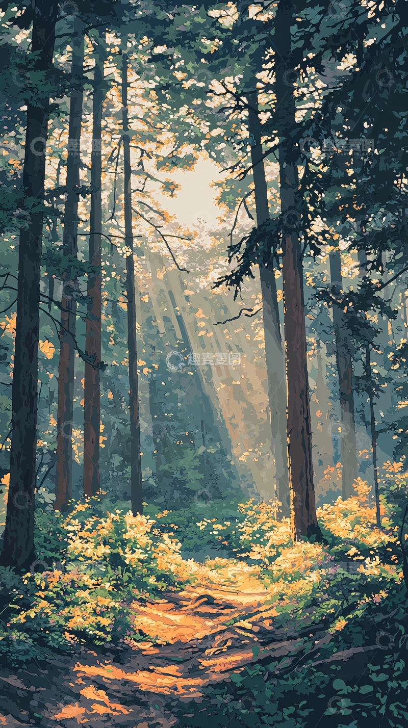 高清大图下载【趣麦麦图】阳光森林小路