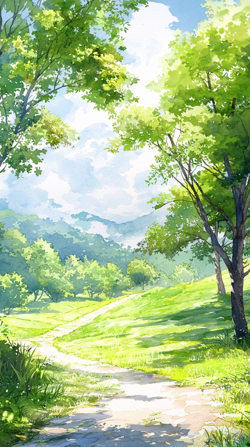 阳光下的绿荫小路