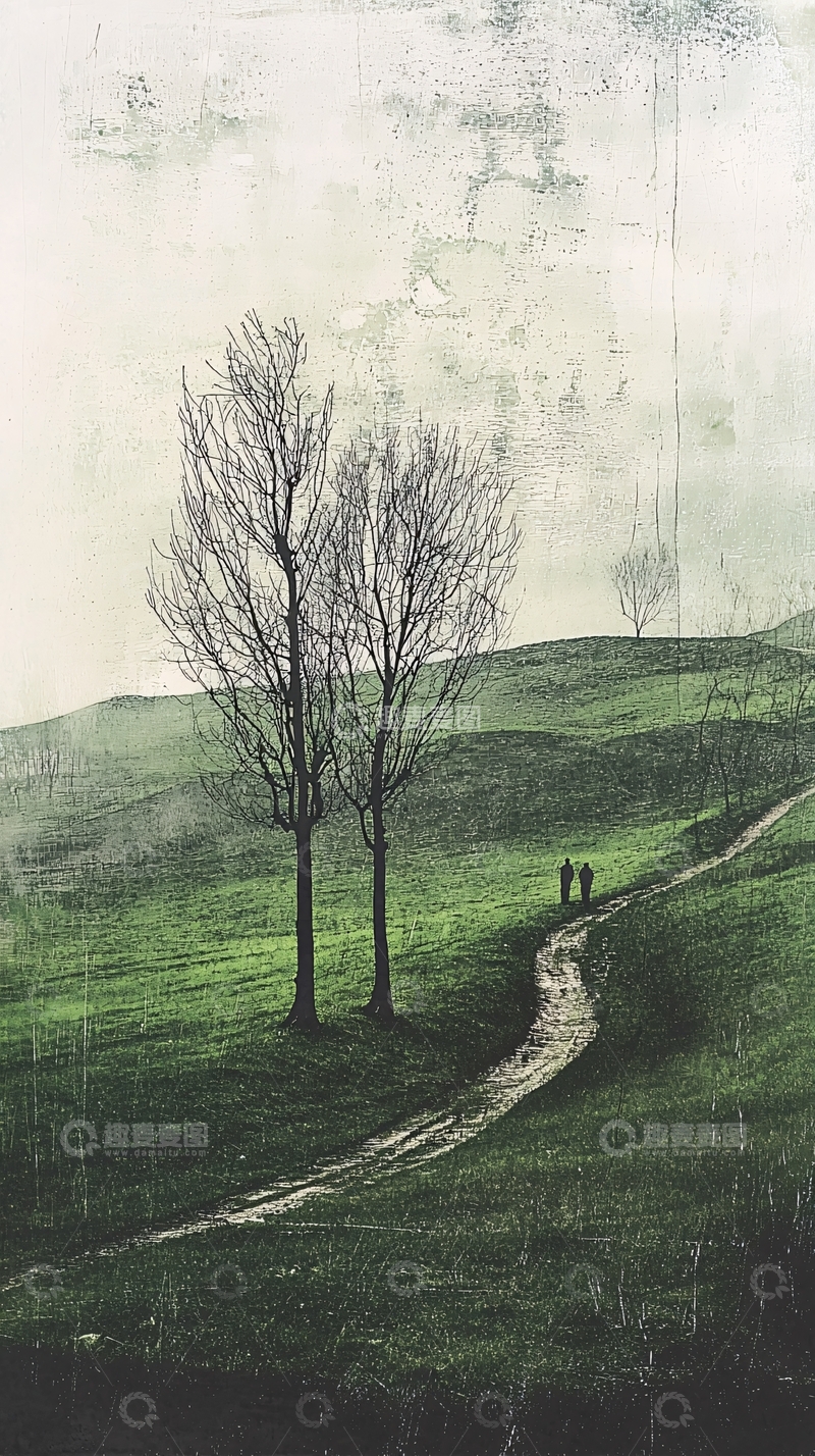 高清大图下载【趣麦麦图】绿色山丘蜿蜒小路