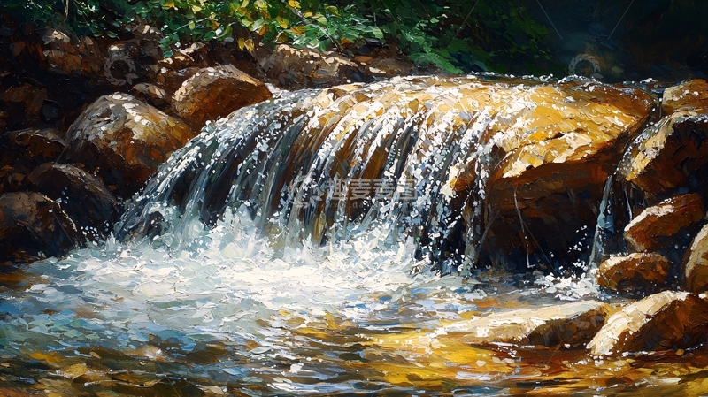 高清大图下载【趣麦麦图】小溪流水岩石阳光