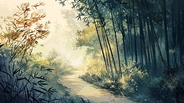 清晨竹林小路