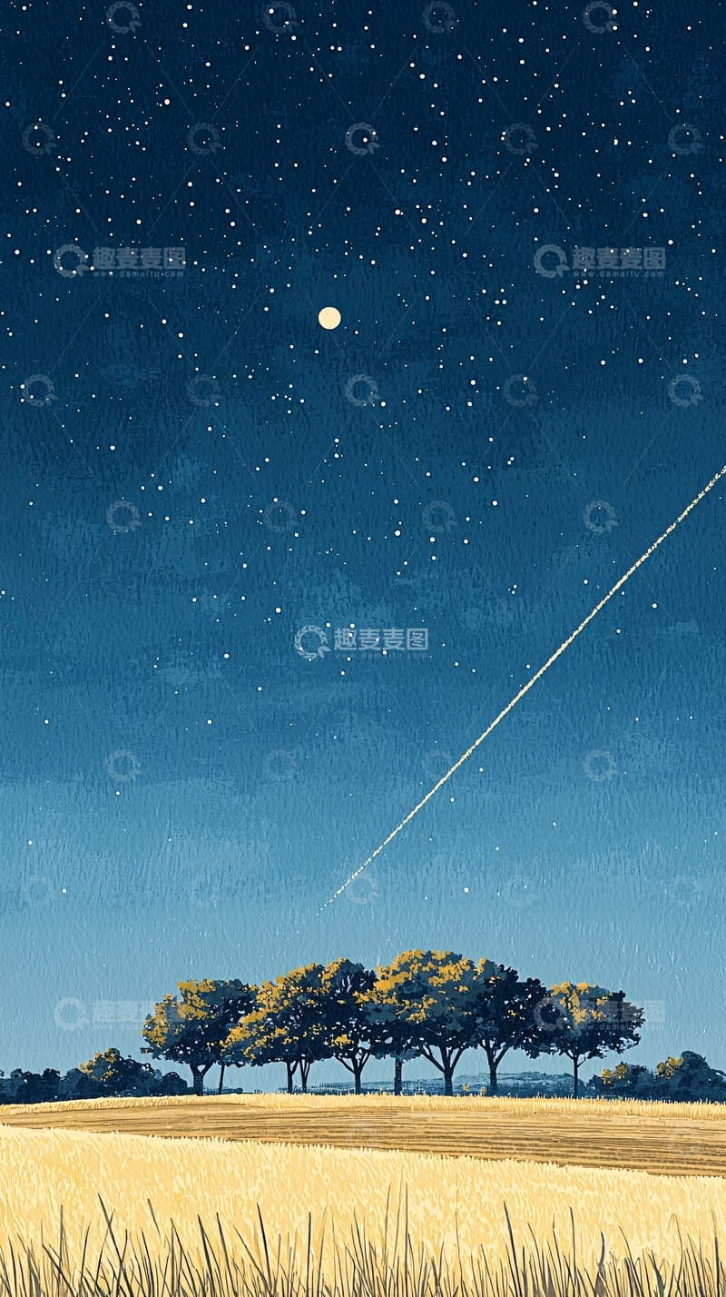 高清大图下载【趣麦麦图】星空下的麦田