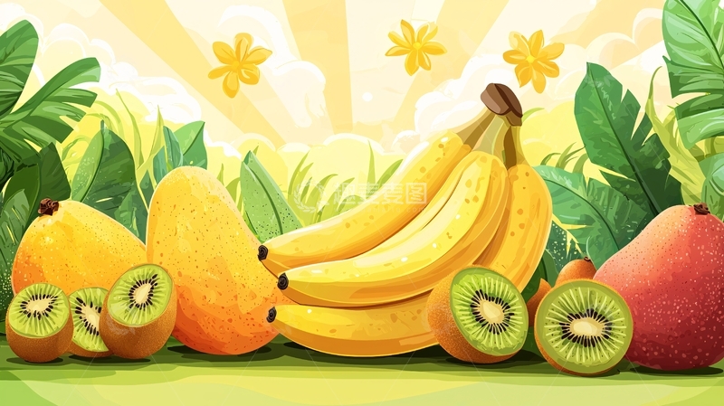 高清大图下载【趣麦麦图】热带水果卡通插画