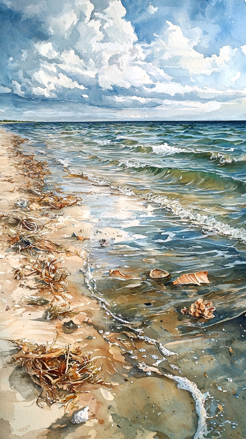 高清大图下载【趣麦麦图】海滩风景画4