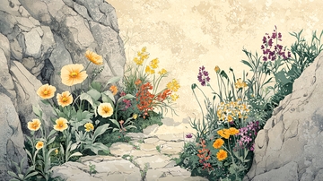 山石缝隙中的野花