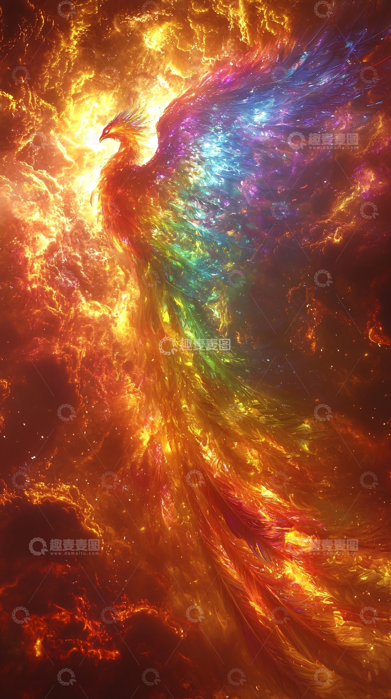 高清大图下载【趣麦麦图】浴火重生的彩色凤凰