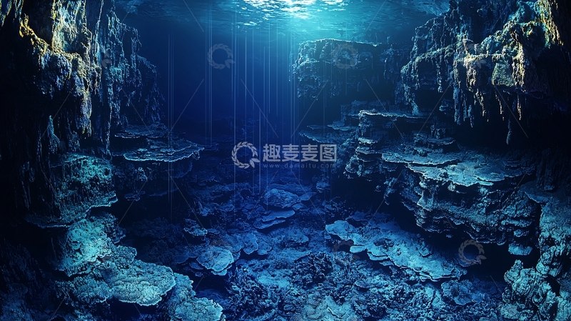高清大图下载【趣麦麦图】幽深海底岩石洞穴