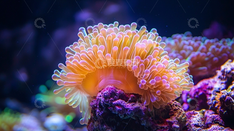 高清大图下载【趣麦麦图】珊瑚礁上的橙色珊瑚
