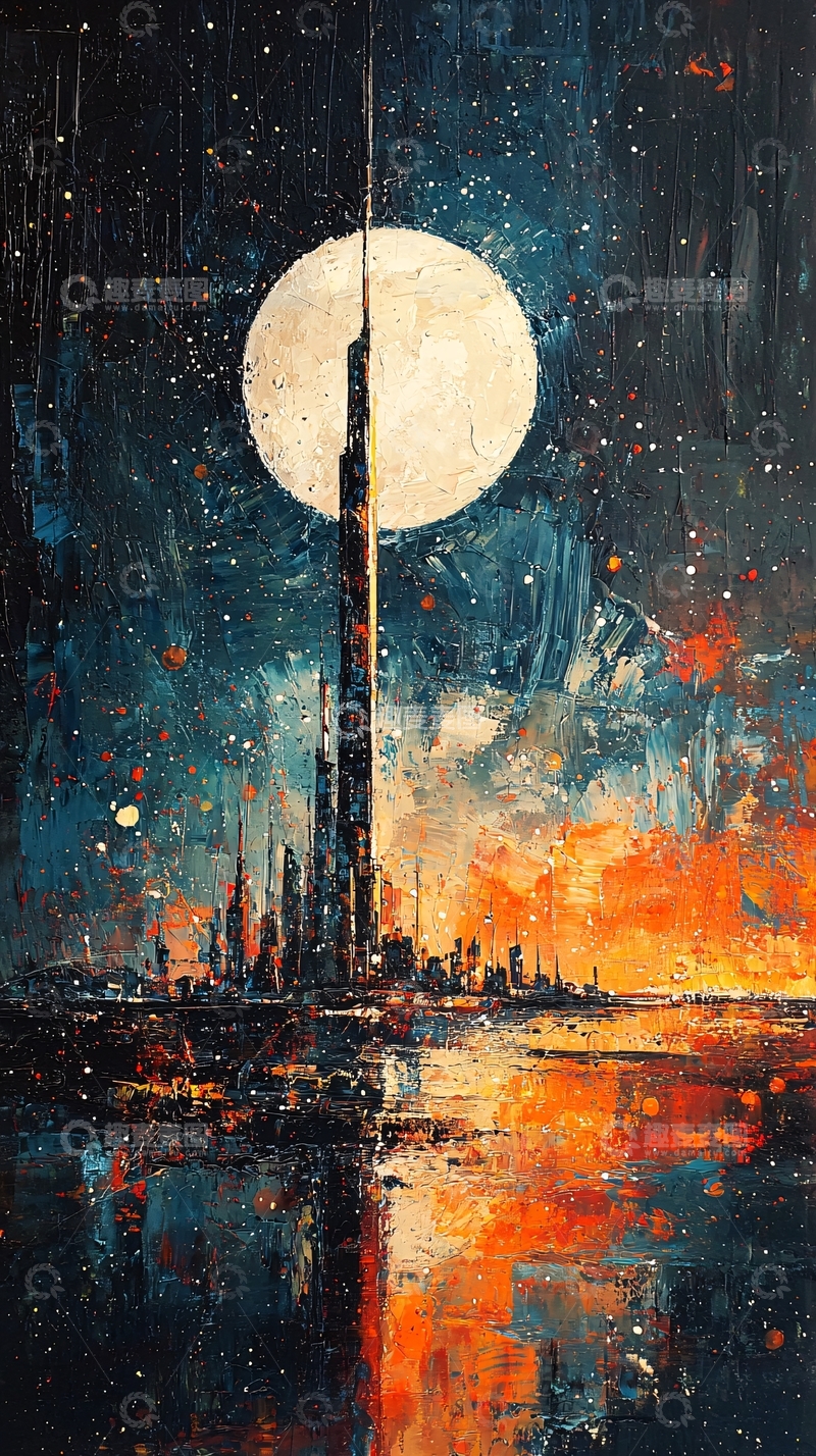 高清大图下载【趣麦麦图】夜空下的城市剪影