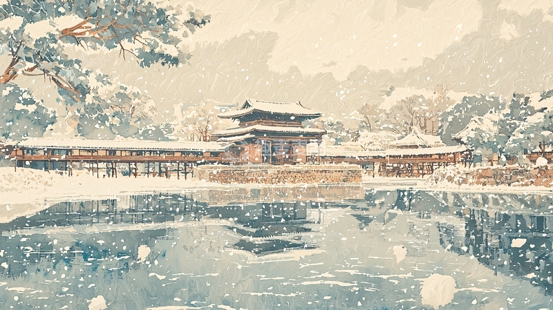 高清大图下载【趣麦麦图】雪景古建筑