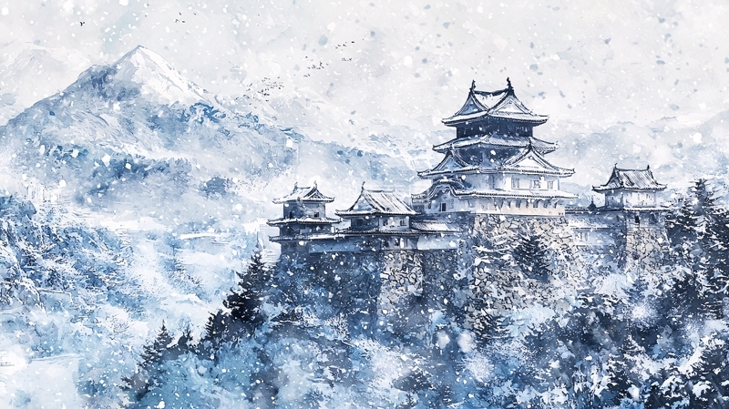 高清大图下载【趣麦麦图】雪景古堡