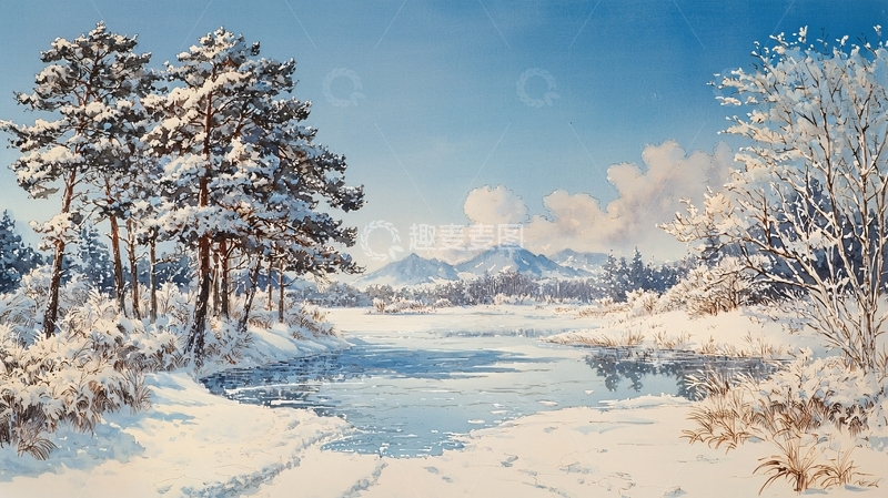 高清大图下载【趣麦麦图】雪后的宁静冬日风景