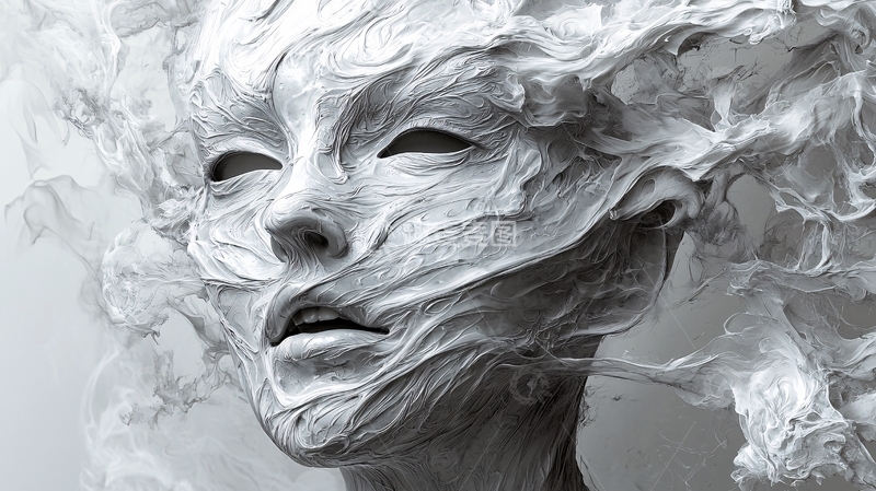 高清大图下载【趣麦麦图】抽象人脸雕塑