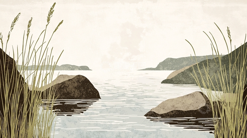 高清大图下载【趣麦麦图】极简主义海景画