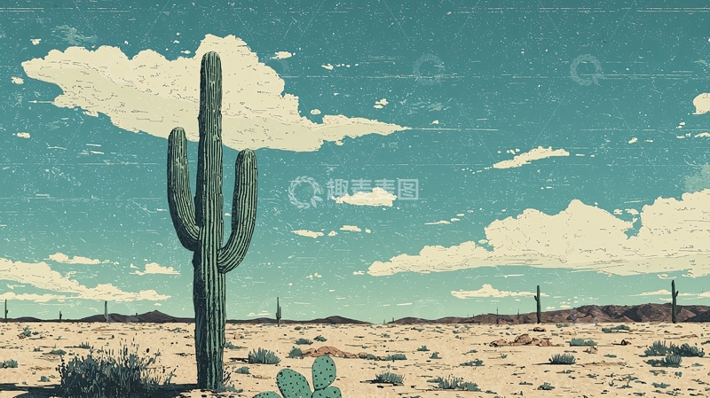高清大图下载【趣麦麦图】沙漠仙人掌风景
