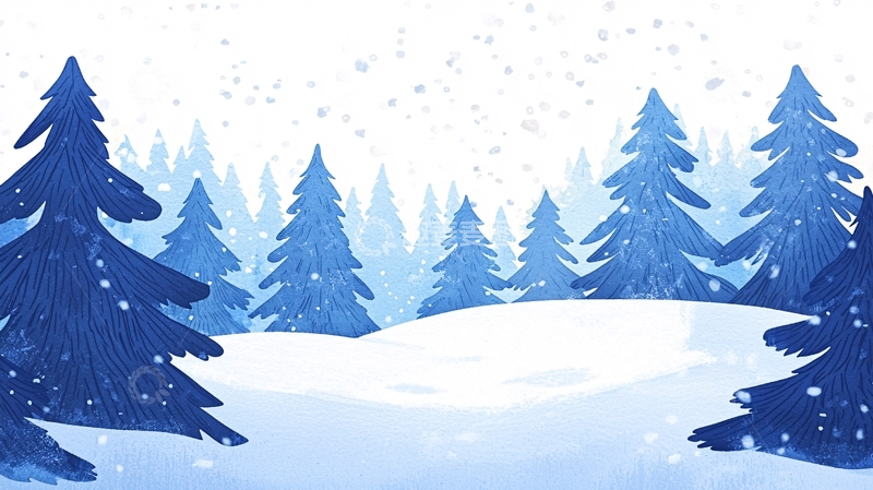 高清大图下载【趣麦麦图】蓝色系冬季雪景