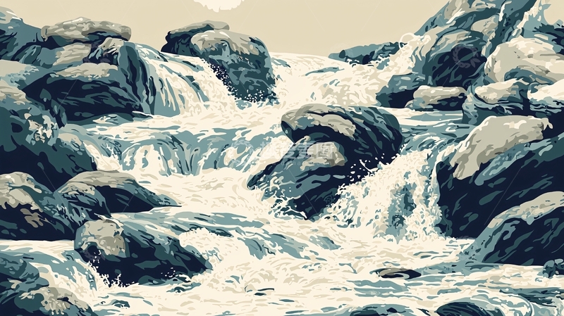 高清大图下载【趣麦麦图】岩石间奔腾的溪流