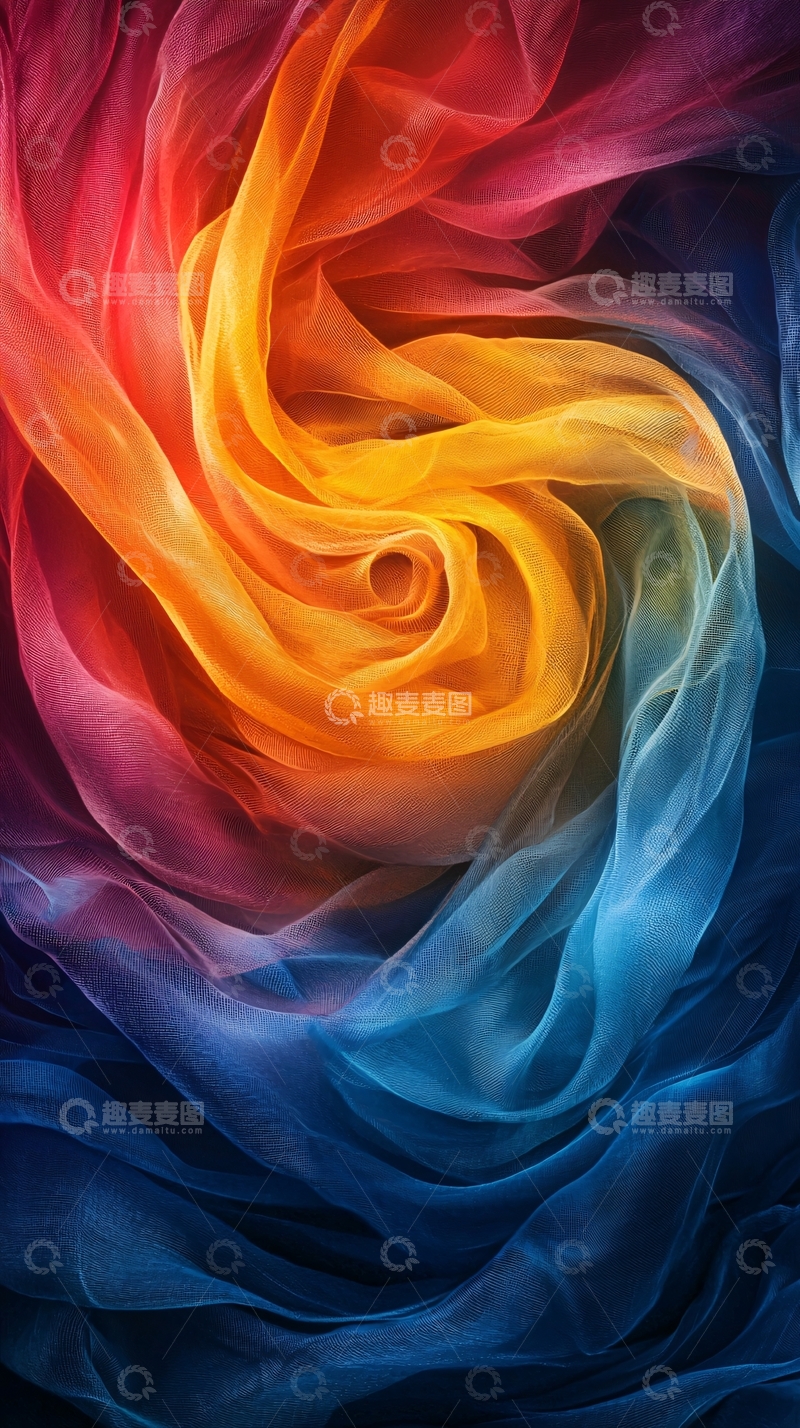 高清大图下载【趣麦麦图】色彩斑斓的丝绸旋转