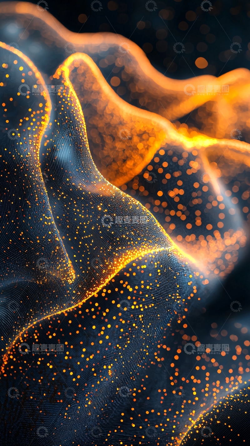 高清大图下载【趣麦麦图】流动的金色光点抽象背景
