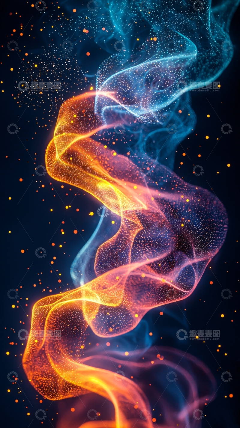 高清大图下载【趣麦麦图】蓝色和橙色能量流动