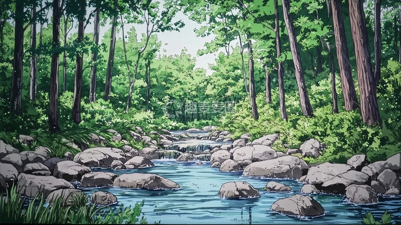 高清大图下载【趣麦麦图】森林小溪