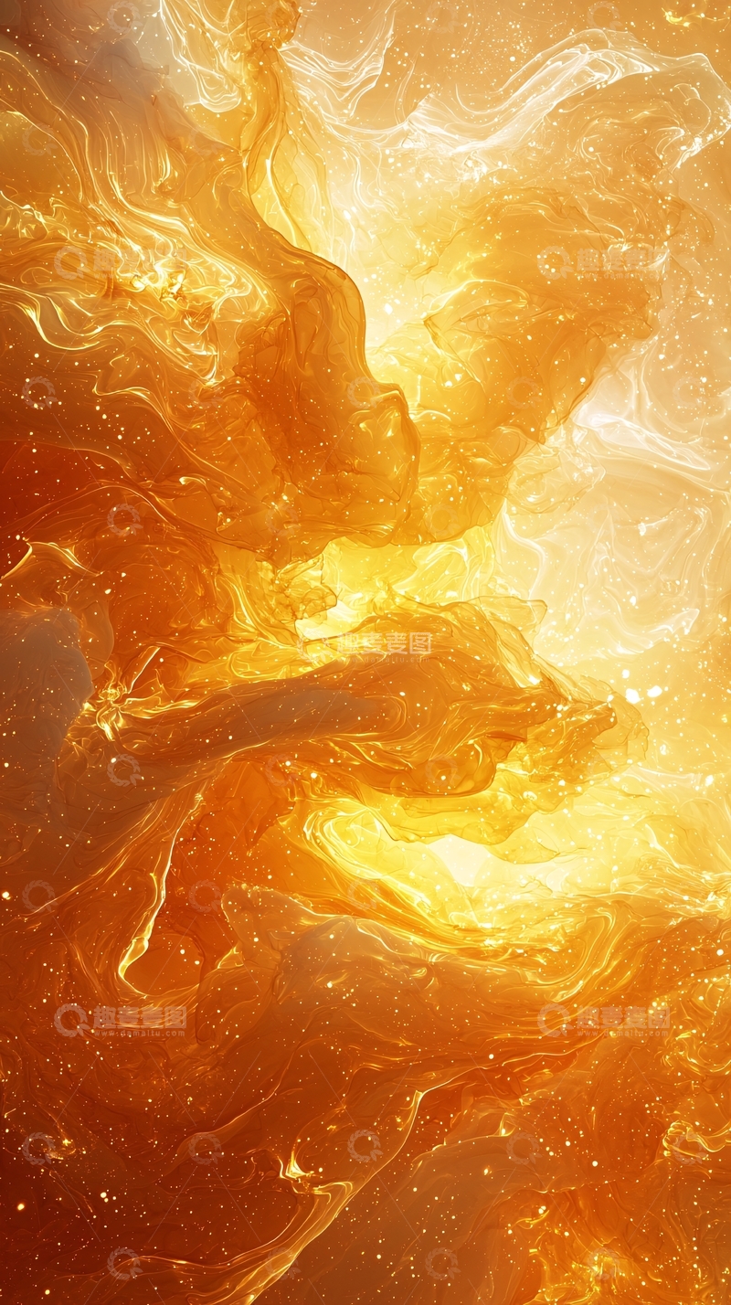 高清大图下载【趣麦麦图】金色流体漩涡抽象背景