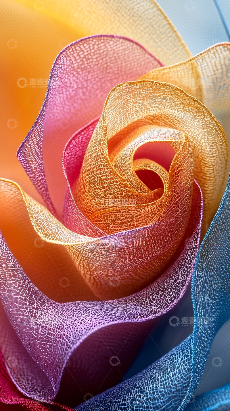 高清大图下载【趣麦麦图】彩色渐变花瓣细节特写
