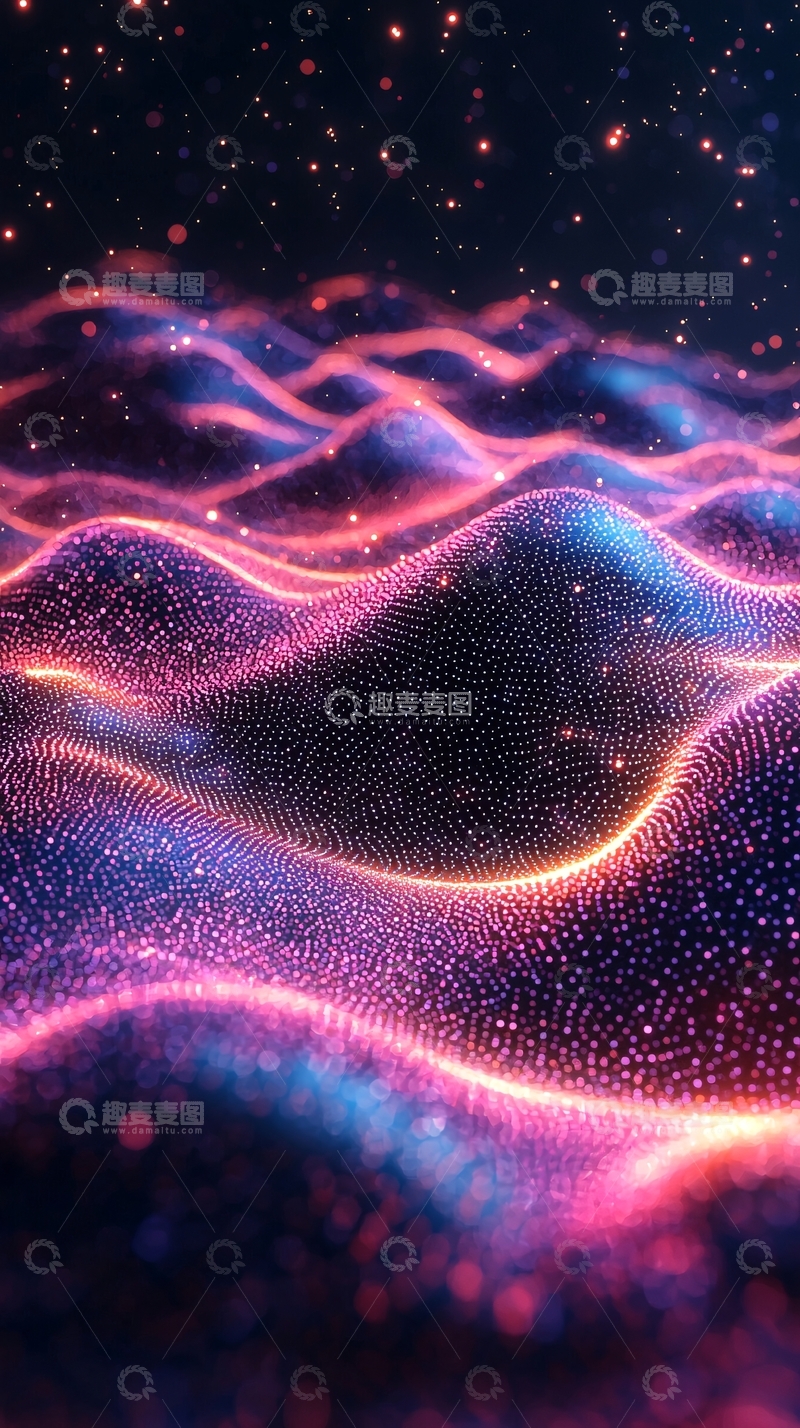 高清大图下载【趣麦麦图】绚丽的粒子波浪动态背景