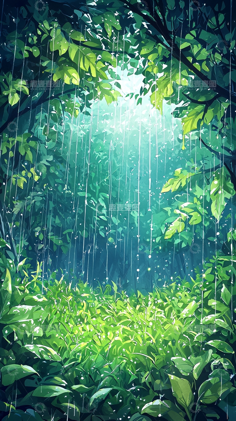 高清大图下载【趣麦麦图】雨中森林