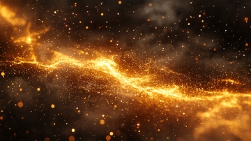 金色粒子星云在深空