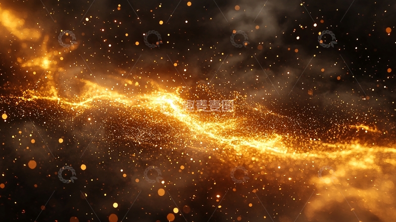 高清大图下载【趣麦麦图】金色粒子星云在深空