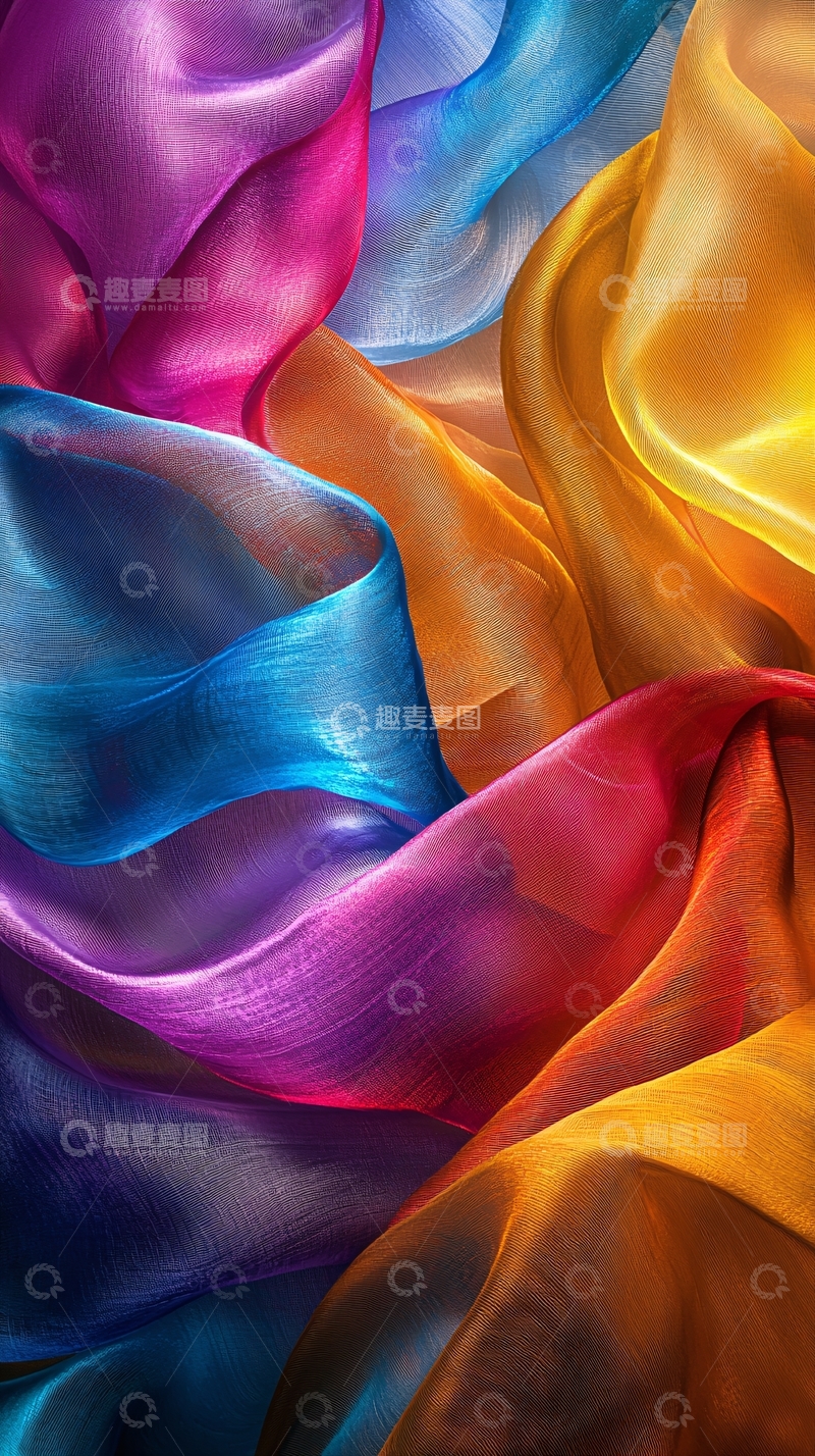 高清大图下载【趣麦麦图】-彩色丝绸交织在一起