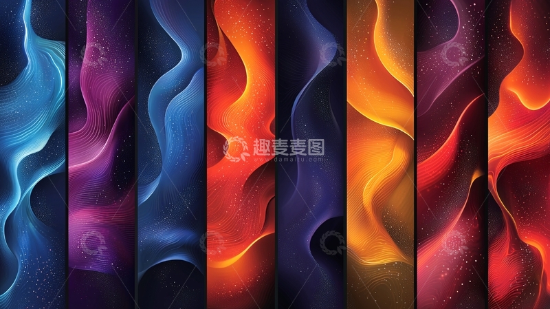 高清大图下载【趣麦麦图】抽象彩色流动曲线