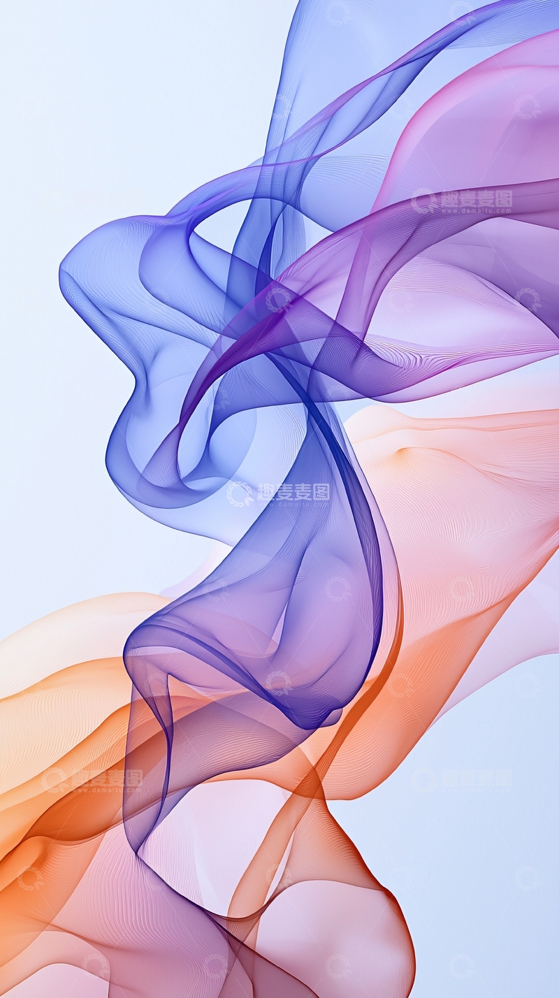 高清大图下载【趣麦麦图】抽象彩色丝绸流线