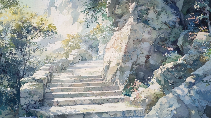 高清大图下载【趣麦麦图】阳光下的石阶