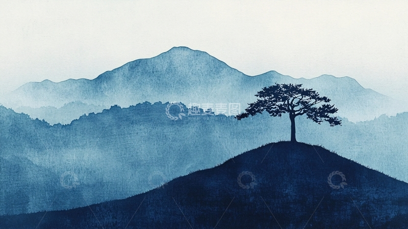 高清大图下载【趣麦麦图】水墨画山景