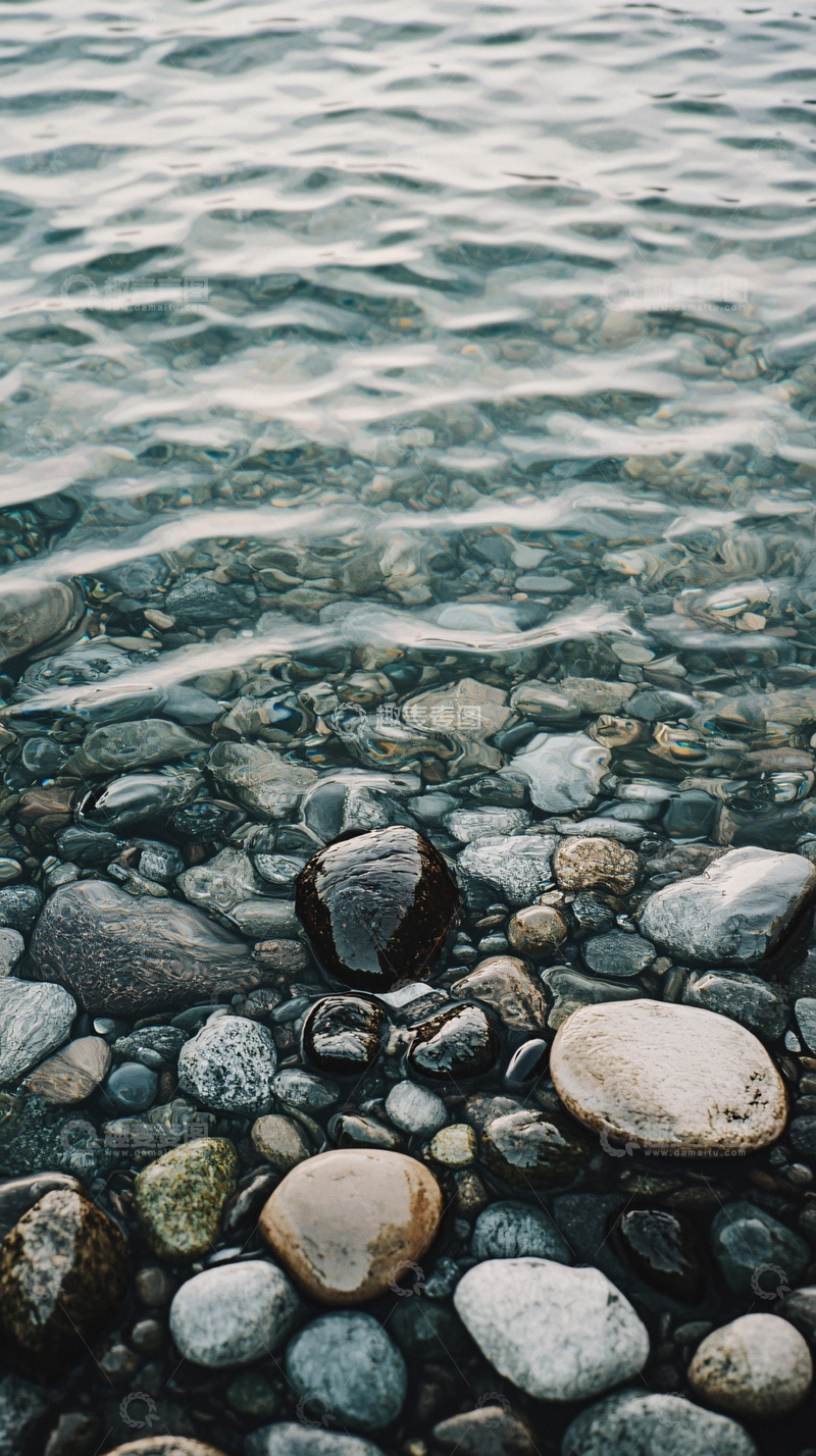 高清大图下载【趣麦麦图】清澈见底的湖水与鹅卵石