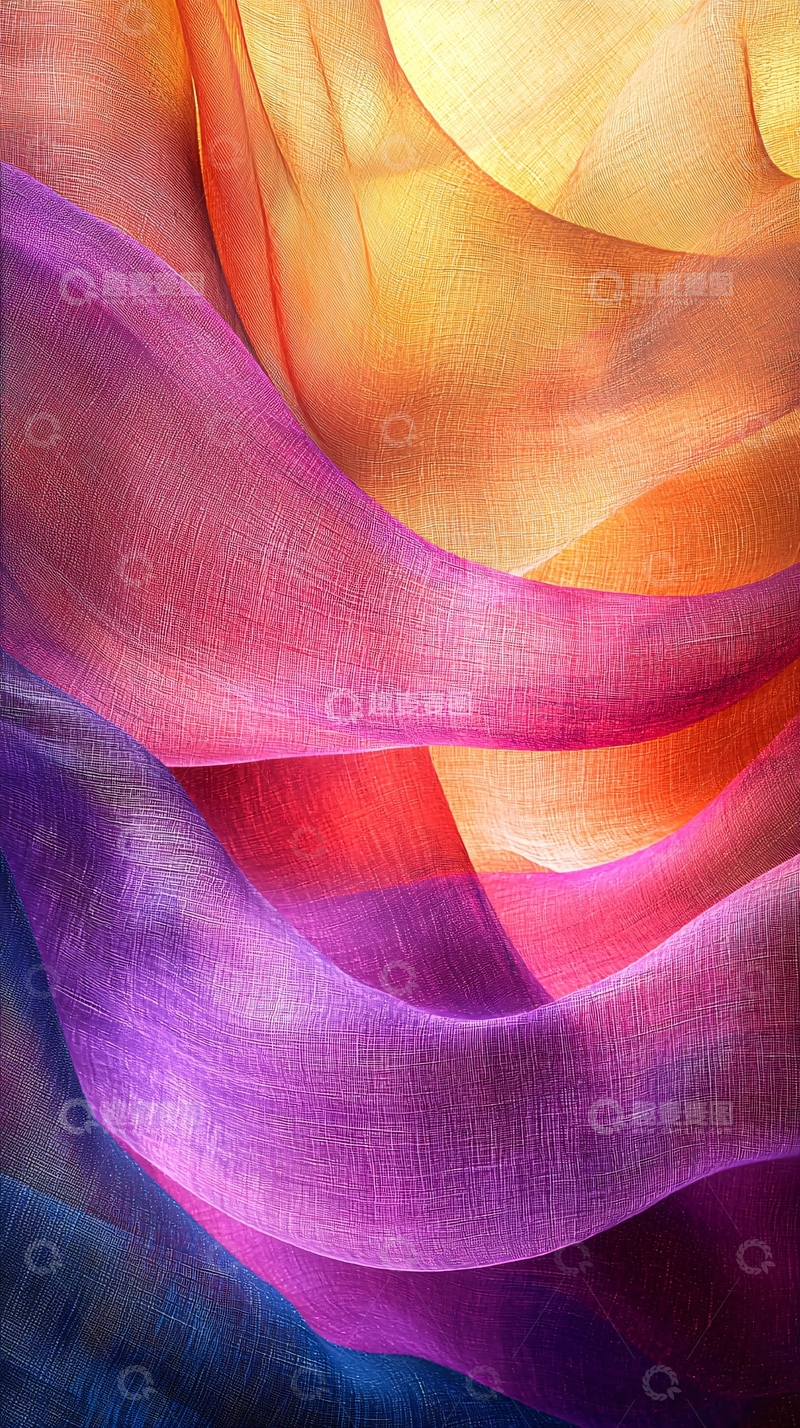 高清大图下载【趣麦麦图】彩虹色丝绸布料